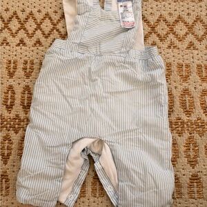 Jacadi Light Blue and White Striped Overalls